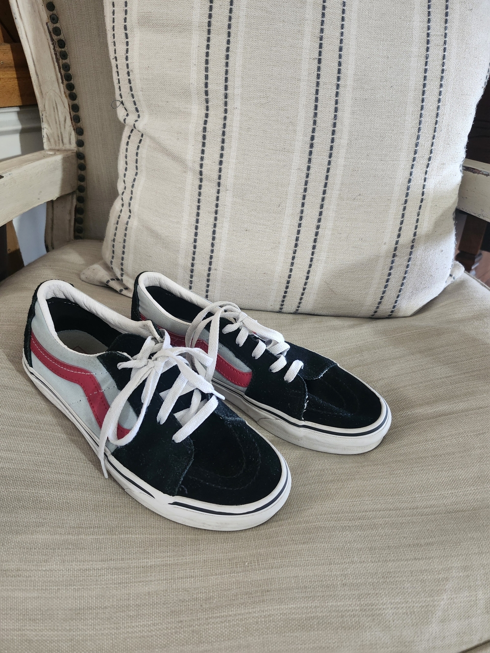 Vans Old Skool Low-Top Sneakers in Black With Red 6.5